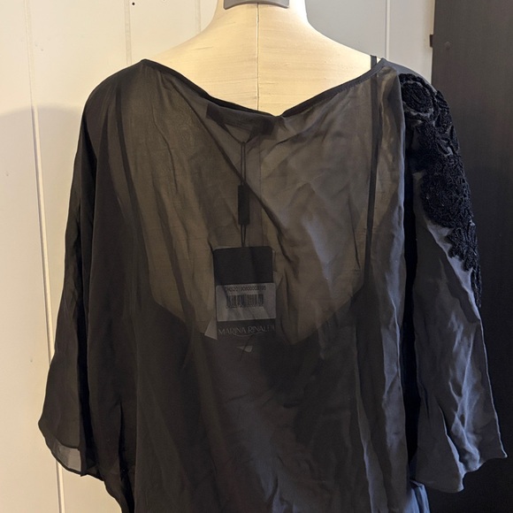 Marina Rinaldi Sheer 2 Piece Black Blouse with Floral Accents NWT $400 MSRP - Picture 4 of 7